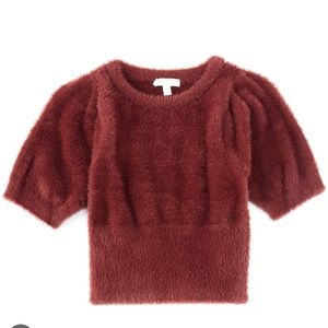Chelsea & Violet Short Sleeve Fuzzy Chenille Sweater